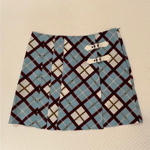 Marc by Marc Jacobs 2000s Pleated Plaid Mini Skirt w/ Faux Buckles - Size 8